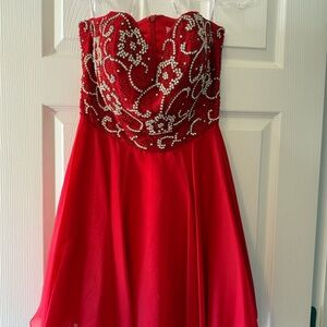 Sherri Hill Red Beaded Prom Formal Dress